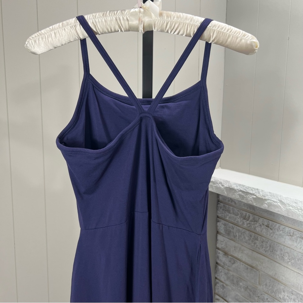 Pact Organic Cotton Halter Shelf Bra Fit & Flare Eclipse Purple Midi Dress M - Picture 4 of 6